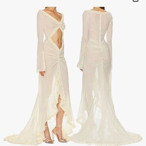 Women's Sheer Mesh Long Sleeve Maxi Dress